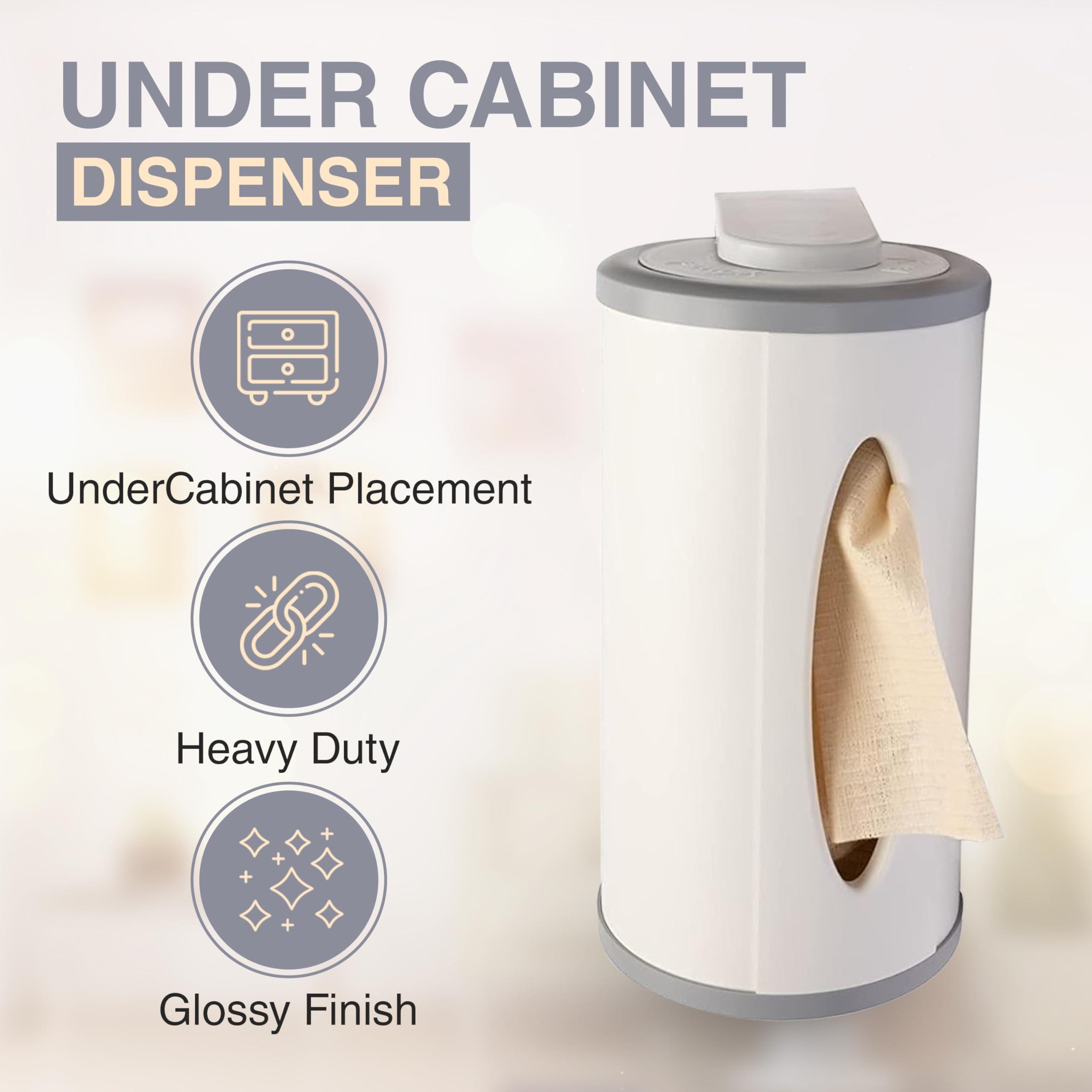 YOWEL YOWEL Under Cabinet Reusable Towel Dispenser | Includes 40-Eco Friendly Reusable Towels, 1-Mesh Bag, 2-Hooks
