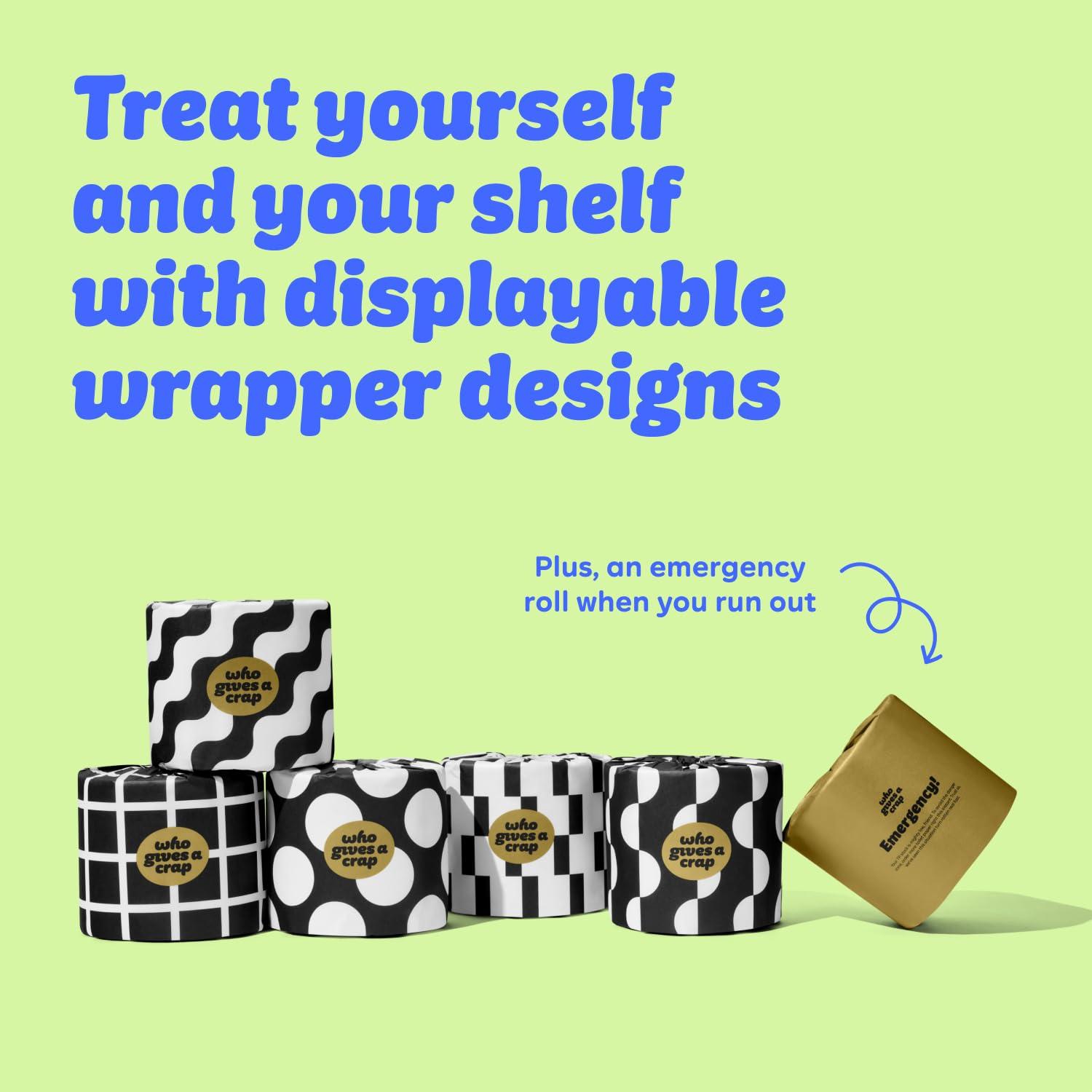 Who Gives A Crap Who Gives A Crap 100% Bamboo Toilet Paper, 48 Rolls, 3 Ply, 370 Sheets, Long, Strong & Soft Toilet Tissue, Sustainable, Biodegradable, Renewable, Tree Free Bathroom Tissue Bulk Toilet Paper