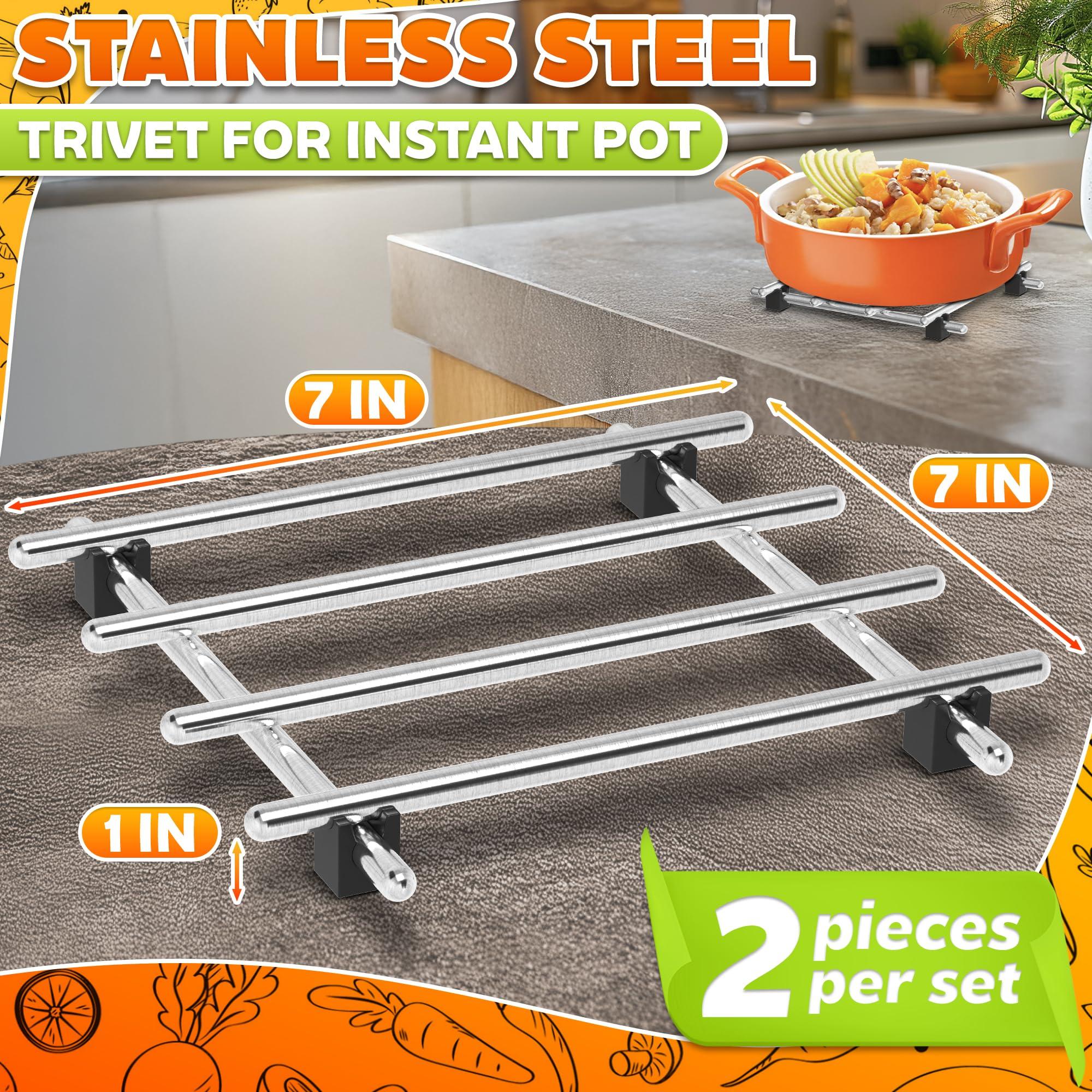 LEGLO Stainless Steel Trivet for Instant Pot - 2Pcs Stainless Steel Pot Trivets for Table Hot Pads for Kitchen Trivets for Hot Dishes - 7\" by 7\" Metal Cooling Racks Pans Set Pot and Pan Holder
