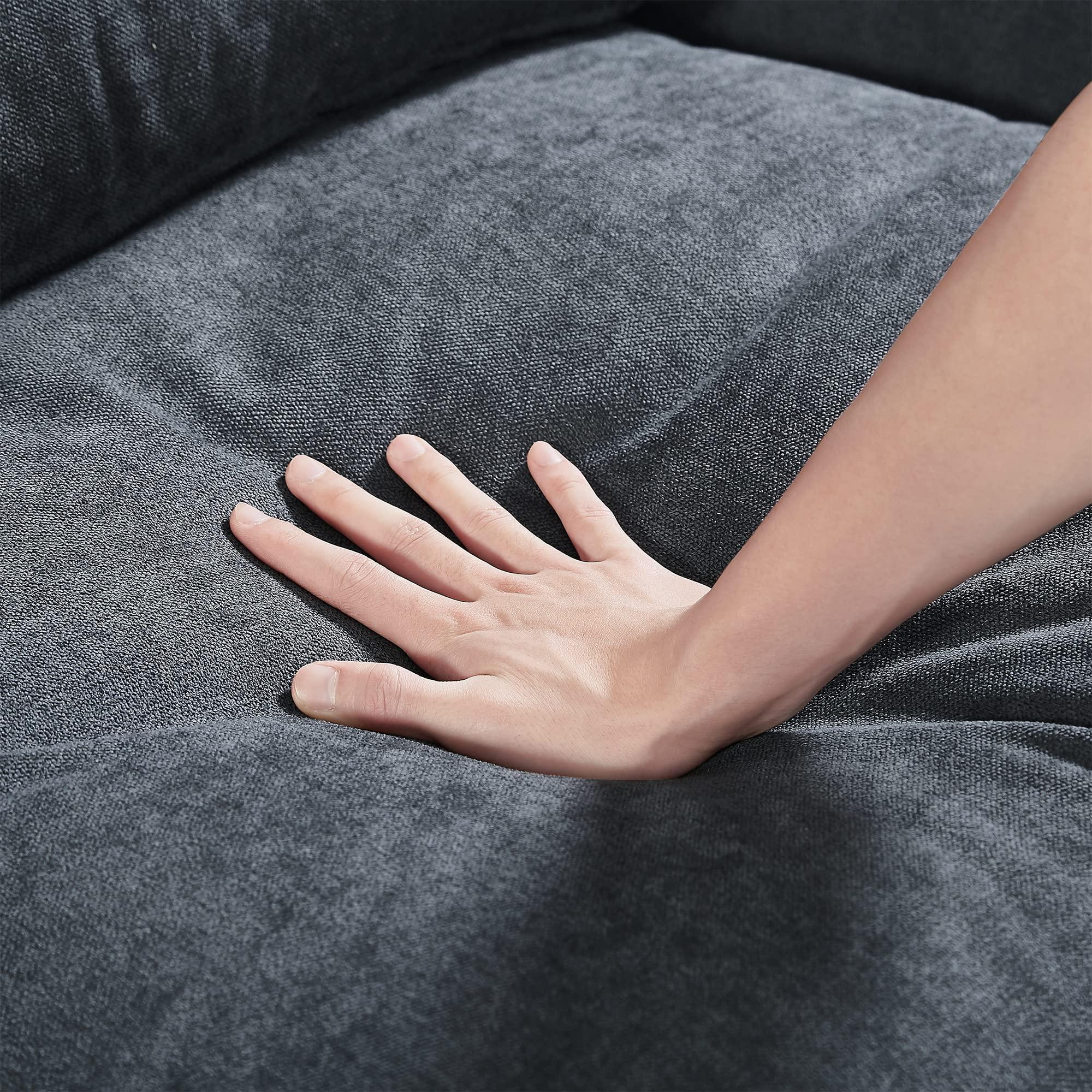 PONLEE Extra Wide Deep Seat Feather Filled Convertible Modular Sectional Sofa Cloud Couch with Reversible Chaise and Waist Pillows, 6 Seater Oversized Sleeper Lounge Sofa&Couches for Living Room Office