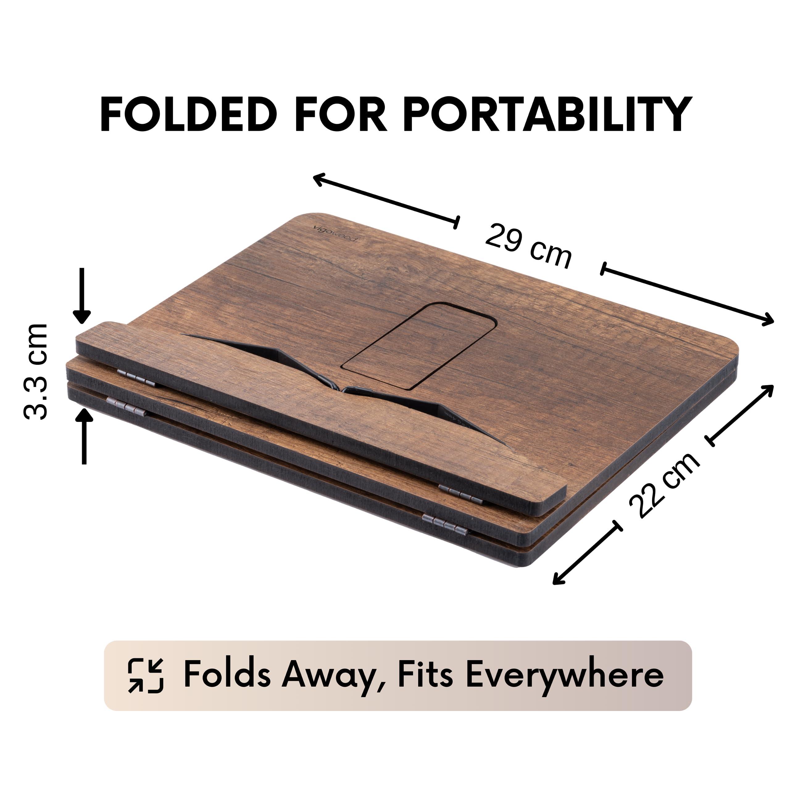 Vigo Wood Vigo Wood Book Stand, Book Holder, Reading Stand, Cookbook Holder, Recipe Book Stand, Wooden Book Stands for Reading, Cookbook Stand for Kitchen, Book Holder for Reading in Bed (Walnut)