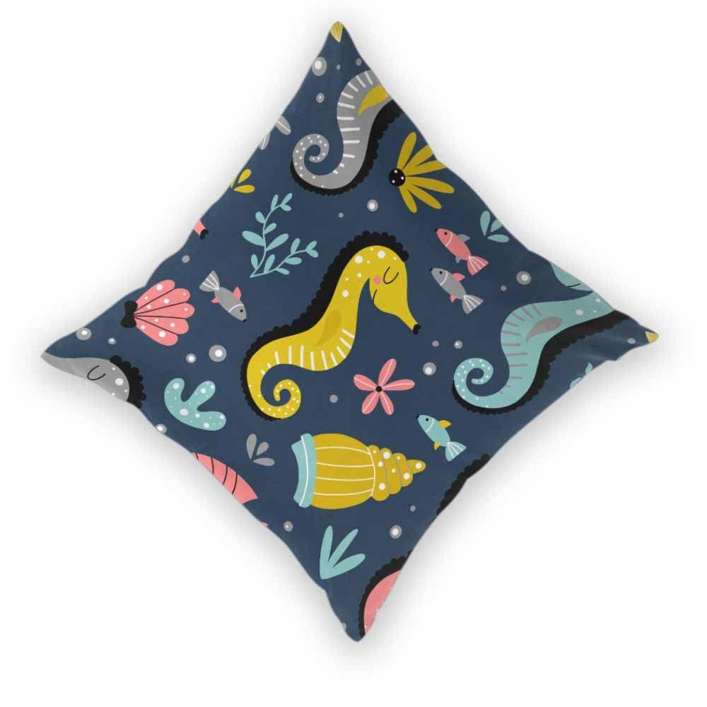 IBILIU IBILIU Cartoon Sea Animals Pillow Covers 26x26 Inch Set of 2,sea horse sea shells fish ocean animals Polyester Throw Pillow Cases Cushion Covers for Bedroom,Sofa,Couch - No Insert