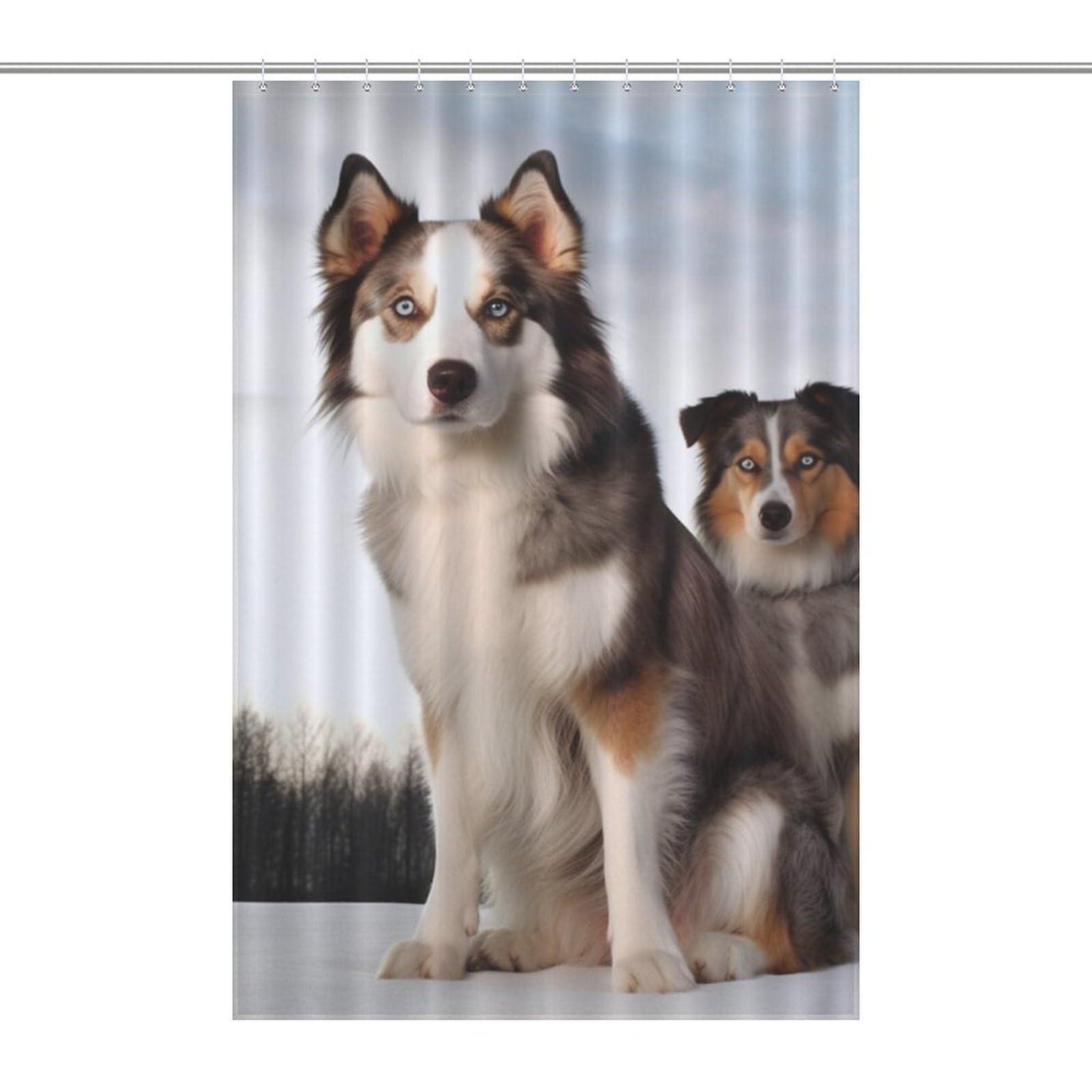 LXTDPBK LXTDPBK Shower Curtain Waterproof Bathroom Shower Curtains Dogs Heavy Duty Shower Curtain Liner with 12 Plastic Hooks Fabric Shower Curtains for Showers Bath Tubs 72\'\' X 72\'\'