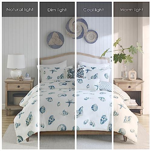 Harbor House Harbor House 100% Cotton Duvet Cover, Seashells Duvet Cover Set – Light Weight Bed Comforter Covers, Beach House Blue Ivory Full/Queen (90"x90") 3 Piece