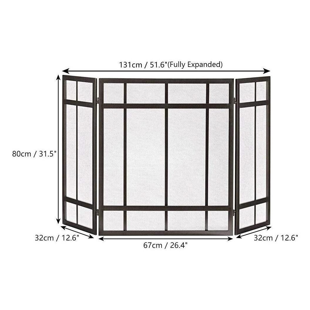 RsFiL Fireplaces Spark Protection?Fireplace Screen Modern Style 3-Panel, Black Steel Fire Guard with Mesh Cover, Baby Safety Proof Fence, Wide 51.6 Inch X Tall 31.5 Inch Feito na China