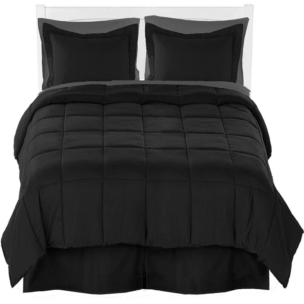 Bare Home Bare Home Twin Comforter Set + Sheet Set + Bed Skirt - Premium Ultra-Soft Brushed Microfiber (Comforter Set: Sand, Sheet Set: Black, Bed Skirt: Sand)