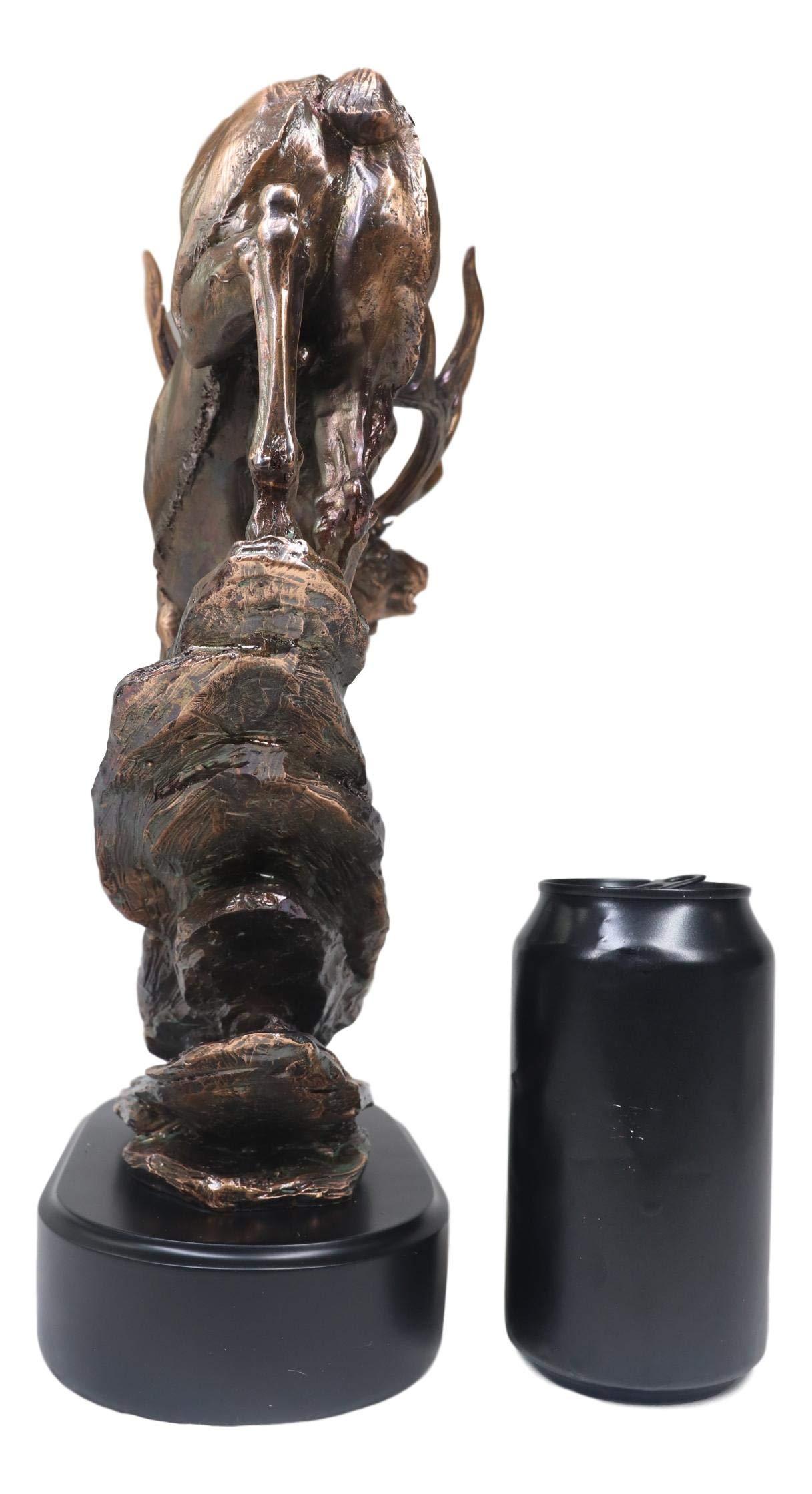 Ebros Gift Ebros Large Bellowing Wapiti Bull Elk Deer Descending Steep Rock Hill Rustic Statue in Bronze Electroplated Finish with Trophy Base Wildlife Deers Elks Hunters Cabin Lodge Figurine