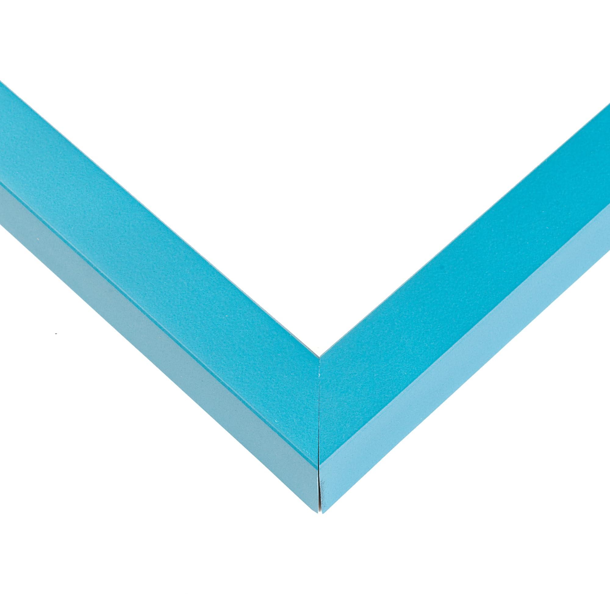 CustomPictureFrames.com 17x20 Frame Blue Aquamarine Solid Wood Picture Frame Width 1 Inches | Interior Frame Depth 0.5 Inches | Aero Bohemian Photo Frame Complete with UV Acrylic, Foam Board Backing & Hanging Hardware