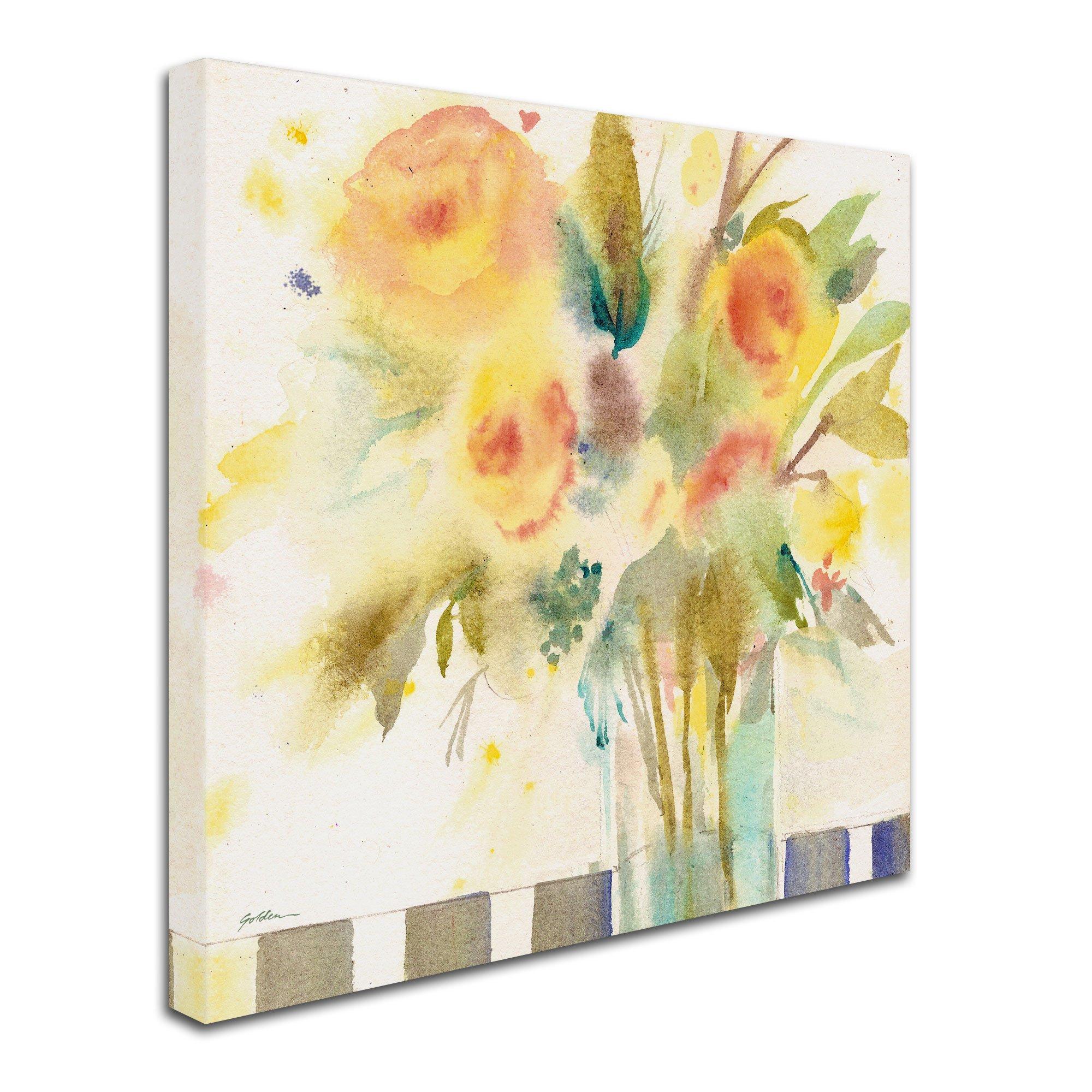 Trademark Fine Art Trademark Fine Art The Striped Table by Sheila Gold Ornate Frameen, 14 by 14-Inch Canvas Wall Art