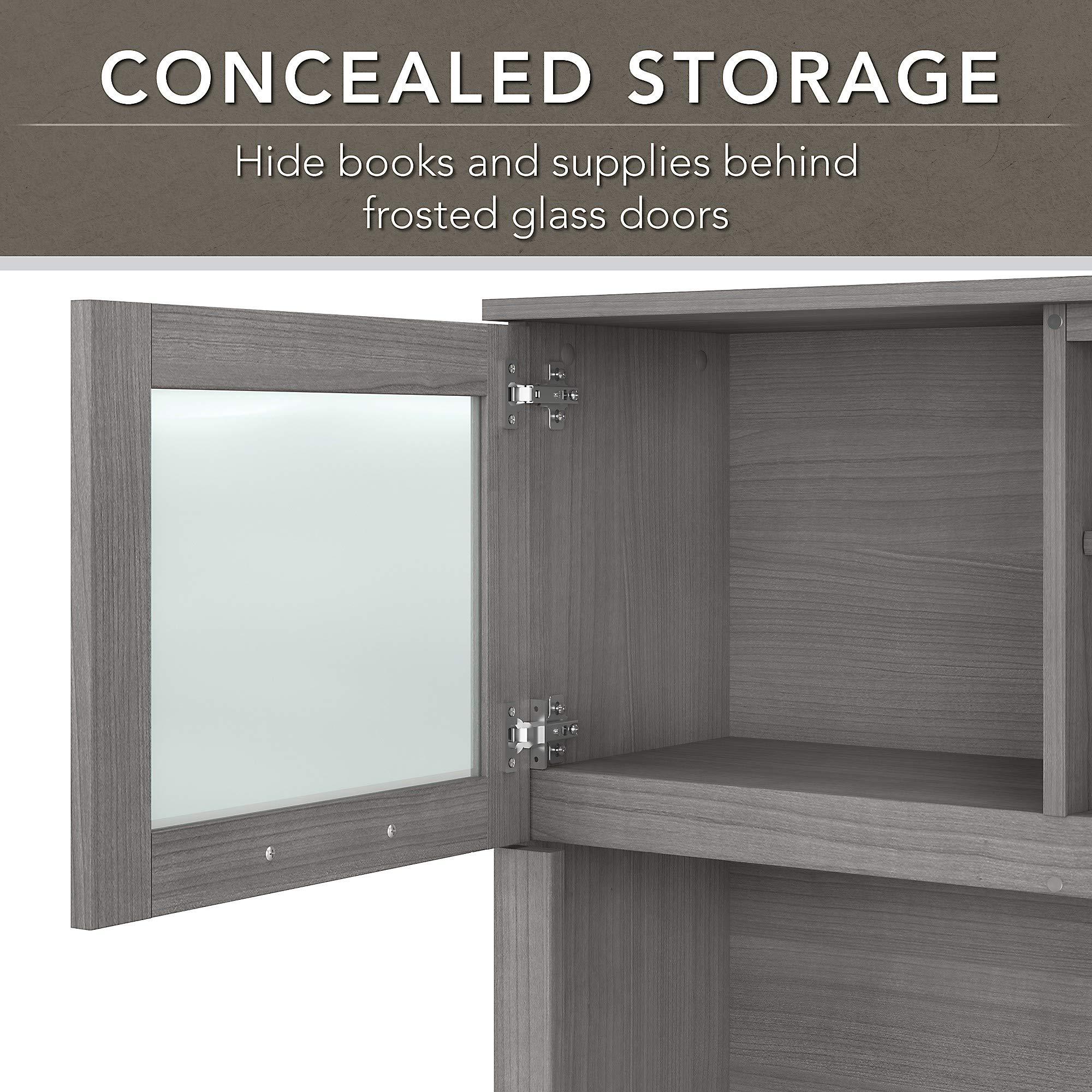 Bush Furniture Bush Furniture Somerset 72W 3 Position Sit to Stand L Shaped Desk with Hutch and File Cabinet in Platinum Gray