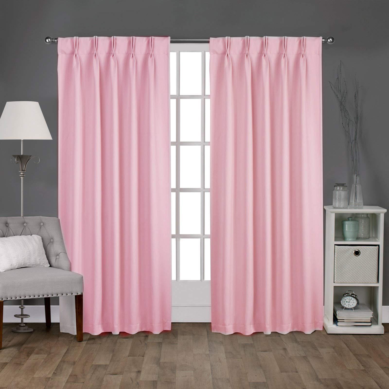 LITTLE BIRD LITTLE BIRD Double Pinch Pleated Curtains Perfect for Living Room Bedroom Bungalow, Hall, Window Curtain Measurement Baby Pink, (Wide 72 Inch by 72 Inch Long-1 Panel)
