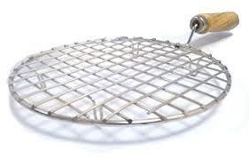 Starnk Stainless Steel Round Wire Roaster Rack/Papad Jali/Roti Grill Round Shape with Wooden Handle