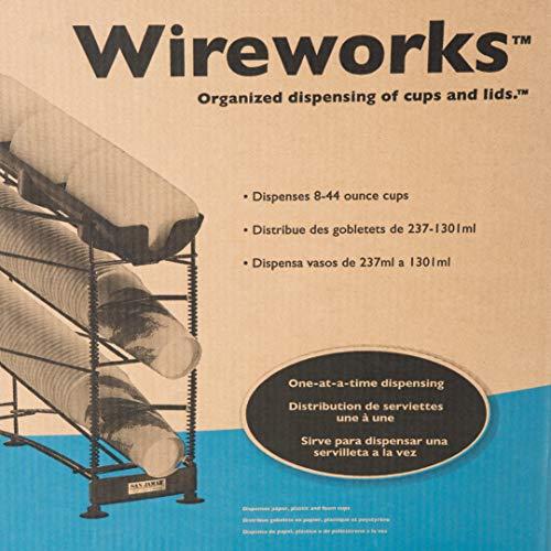 Carlisle Paddles San Jamar Wireworks Cup and Lid Dispenser Fits 8 - 44 Oz. Cups, 3 Tiers with Suction Cup Feet for Restaurants, Fast Food, And Kitchens, Plastic, 8.25 X 20.5 X 22.5 Inches, Black