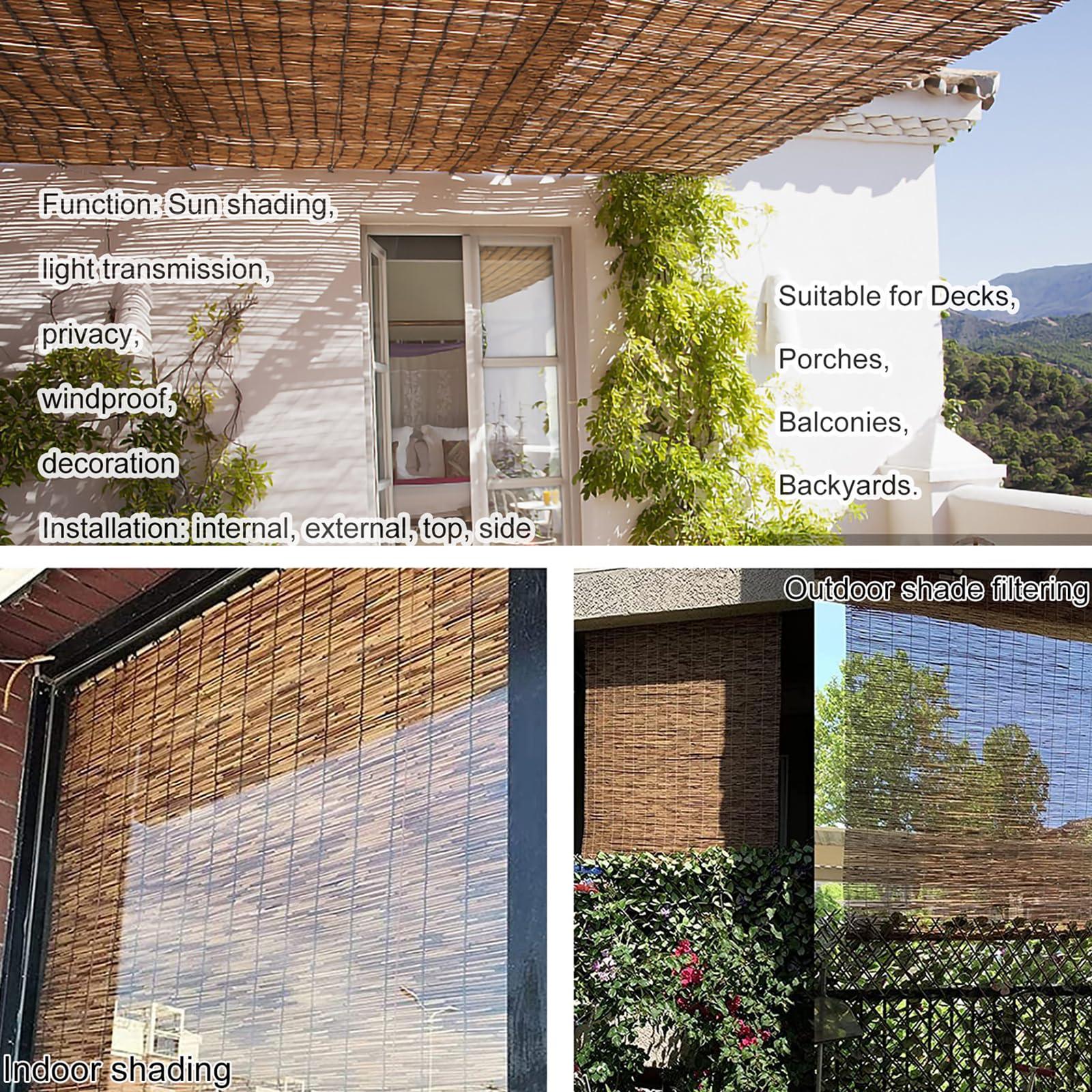 HIAPES HIAPES Bamboo Blinds - Outdoor Patio Shades, Breathable, Suitable for Decks, Porches, Balconies & Backyards