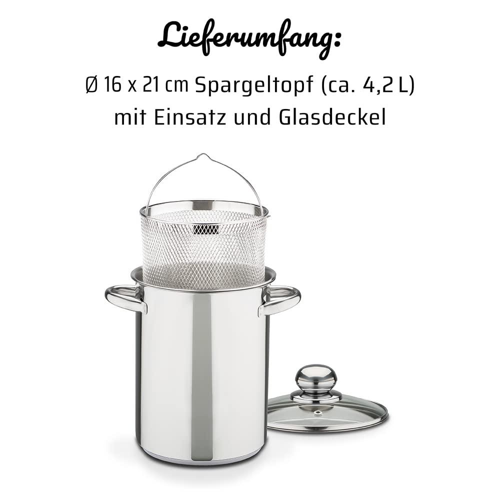 GSW GSW Stahlwaren GmbH Spaghetti Pot with Insert, Silver, 16 x 21 cm, 4.2 Litre