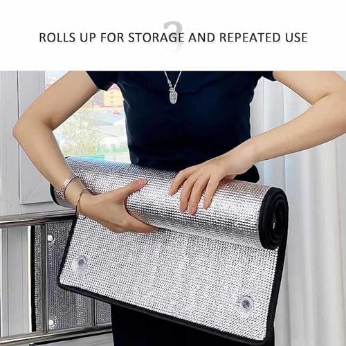 DZHTUF Reusable Aluminised Film, Glass Cooling Film, Anti-Glare Insulating Window Film, Soundproof Curtains, Privacy Sun Protection Window Sticker, for Office, Garage,WxH-70x70cm/28x28in