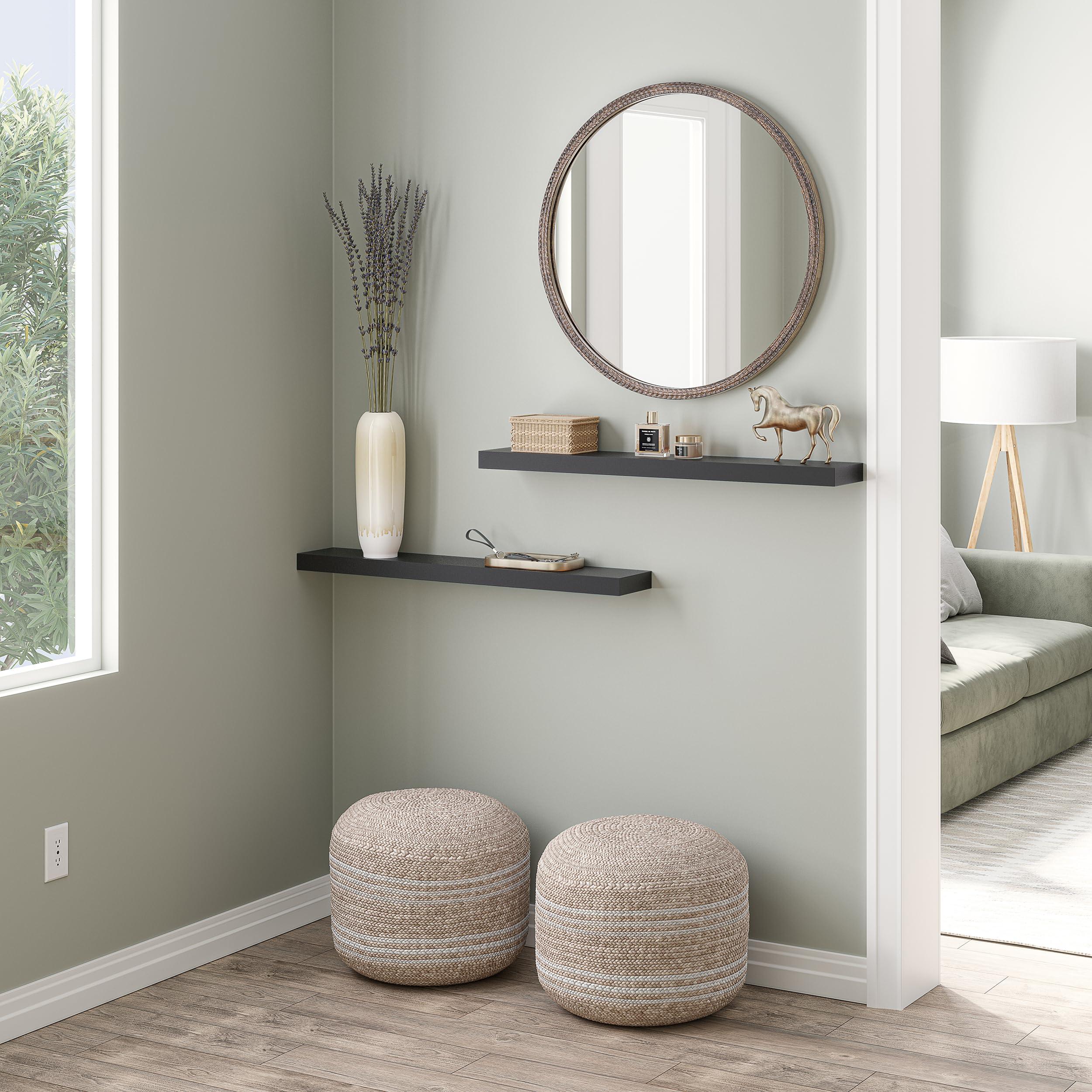 Ballucci Ballucci Floating Shelves, 36" Wood Wall Shelf Set of 2, with Invisible Brackets for Bathroom, Living Room, Bedroom, Kitchen, Nursery, 6" Deep, Black