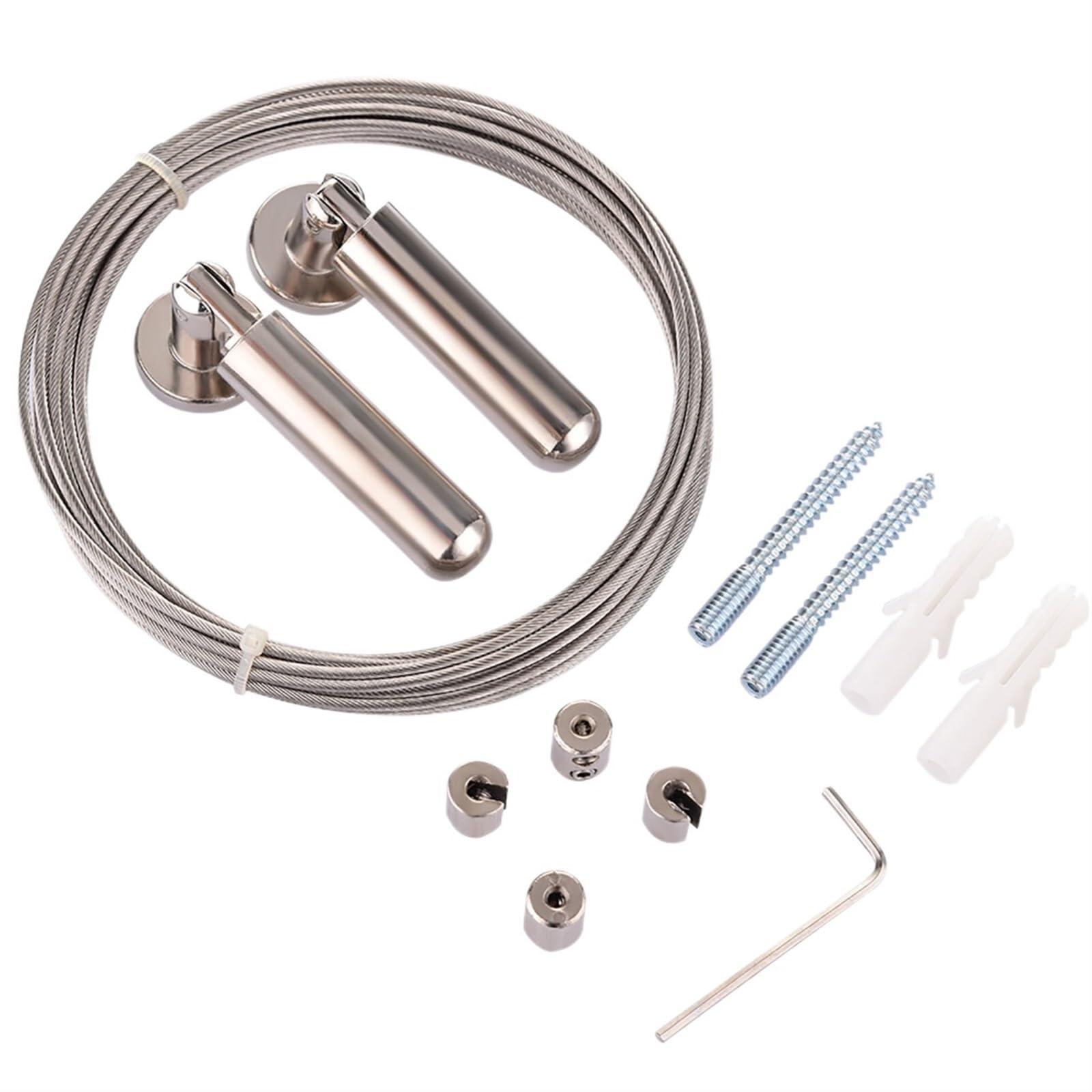 SolGlo 304 Stainless Steel Curtain 5M Wire Drape Wire Rod Set Rope Cable Tensioner Home Curtain Home Decorative Accessories Set