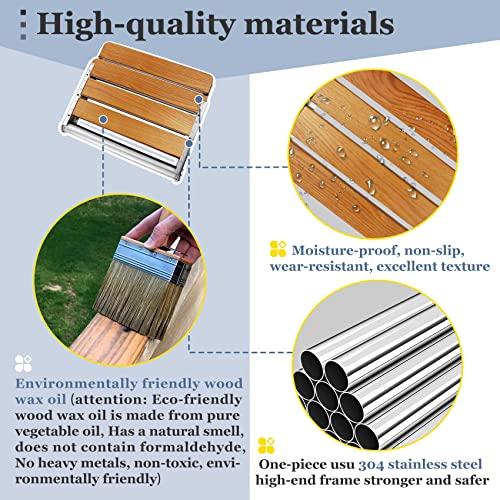 Flngr Folding Teak Shower Seat Wall Mounted,Fold Down Shower Seat,Foldable Shower Bench,Home Care Teak Shower Seat Bench for Inside Shower,Folding Shower Seat Bench,Wall Mount Shower Seat Bench Chair