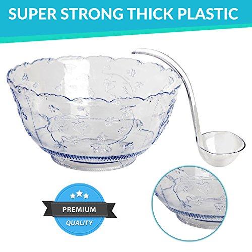 Upper Midland Products Premium Quality Plastic Punch Bowl With Ladle - Large 2 Gallon Bowl With 5 oz Ladle by Upper Midland Products