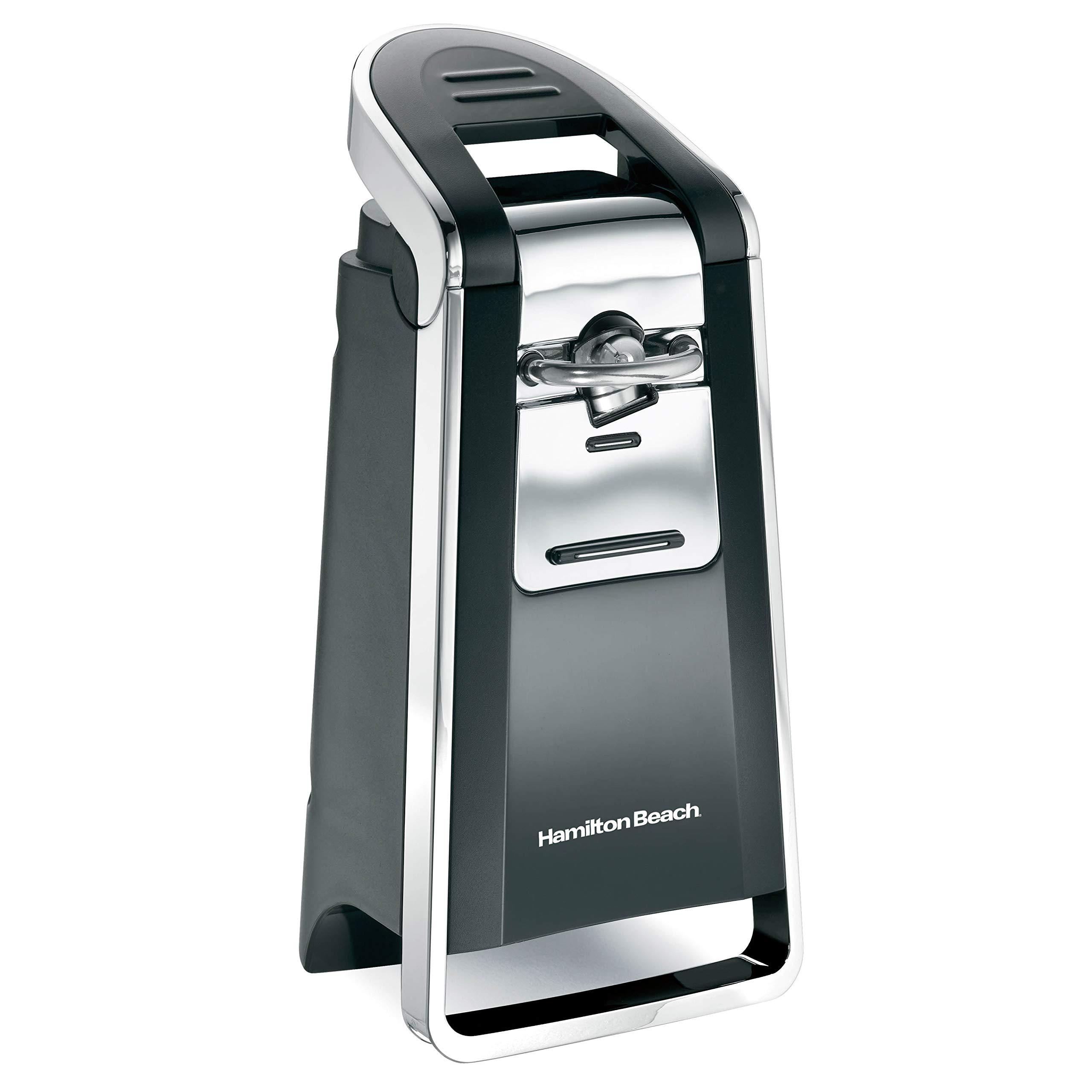 Hamilton Beach Hamilton Beach Smooth Touch Electric Automatic Can Opener with Easy Push Down Lever, Eliminates Sharp Edges, Opens All Standard-Size and Pop-Top Cans, Extra Tall, Black and Chrome (76606AG)