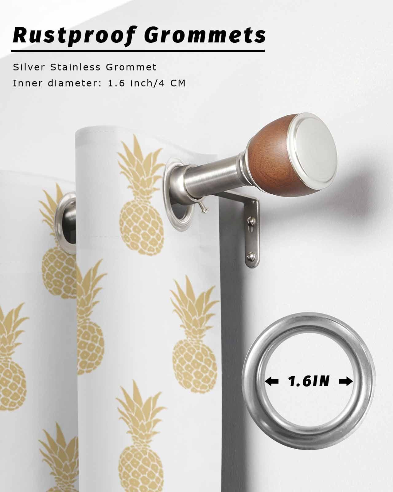 Hokiten Hokiten Summer Pineapple Outdoor Curtains for Patio, Waterproof Porch Curtain, Yellow Pineapple Fruits Grommet Privacy Drapes Curtains for Cabana, Deck, 1 Panel, 54" x 95"