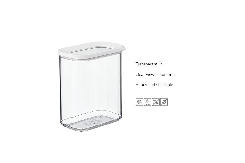 Rosti Mepal Mepal Modula Transparent Food Storage Containers | Perfect for Dry Goods | Dishwasher Safe | White Transparent Lids | 42oz/1250ml | BPA Free | Made in Holland