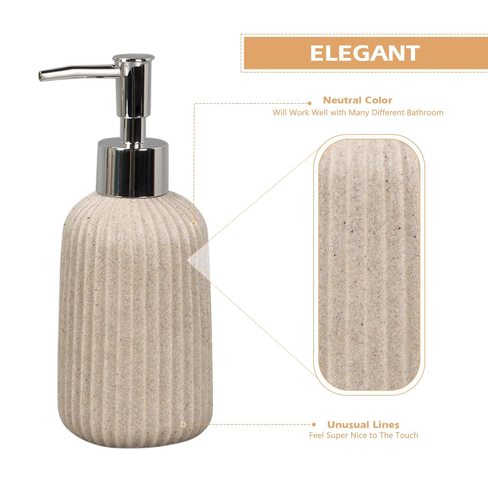 Tefola Tefola Beige Bathroom Accessories Set, 4 Pcs Resin Gift Set Apartment Necessities with Soap Dispenser,Toothbrush Holder,Bathroom Tumbler,Soap Dish for Vanity Countertop Accessories