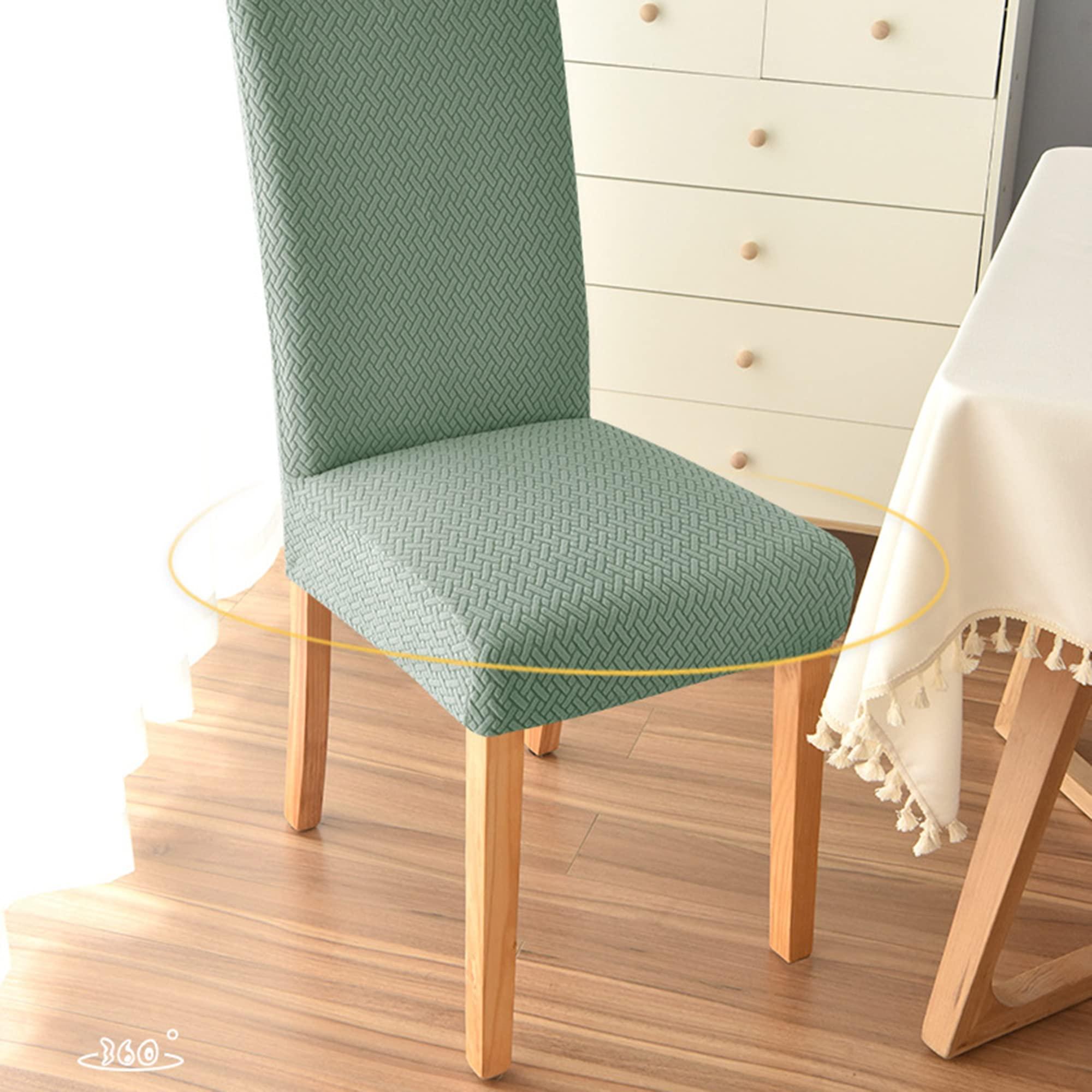 VIKAUL VIKAUL Set of 4 Chair Seat Cover Stretch Jacquard Chair Slipcover Washable Removable Chair Protector Dining Chair Covers for Dining Room Kitchen Banquet Hotel,Green
