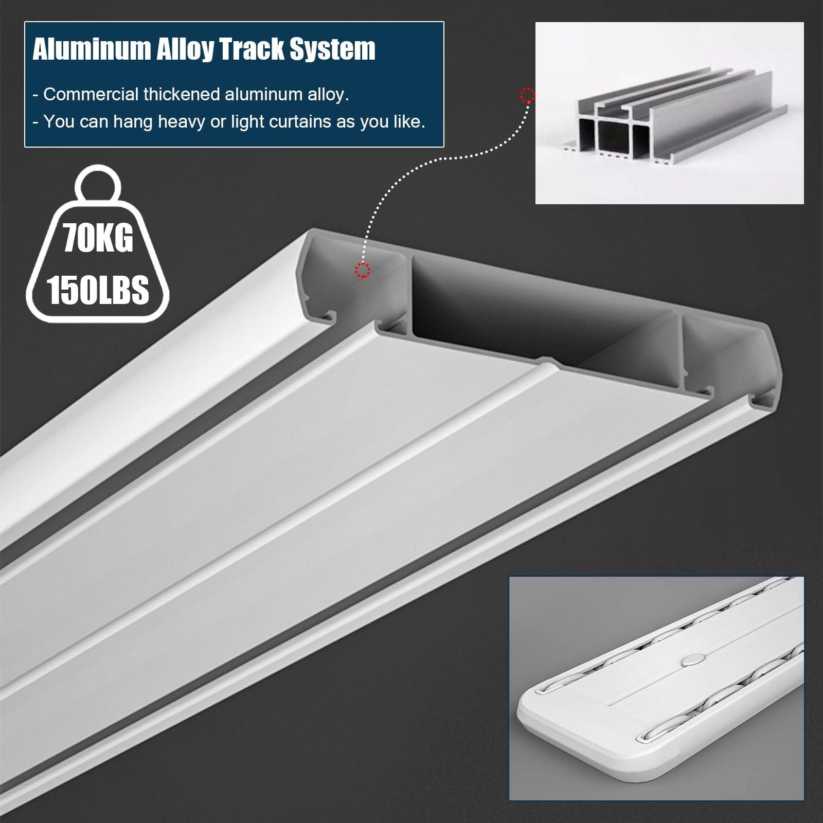 LSMKKA Track for Curtains on Ceiling, Bedroom Office Hospital Curtain Tracking System Ceiling Mount Drapes Rod/ Bars/ Double Rail 16 63 102 118 252 440 600 Inches Metal Room Dividers White ( Color : White ,