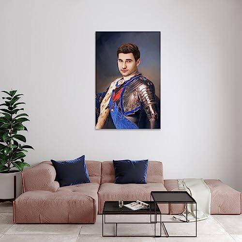 Turn Me Royal Turn Me Royal Custom Portrait from Your Photo, Personalized Canvas Wall Art as Gift for Military Men, Turn him into Hero (The Knight, 18" x 24")