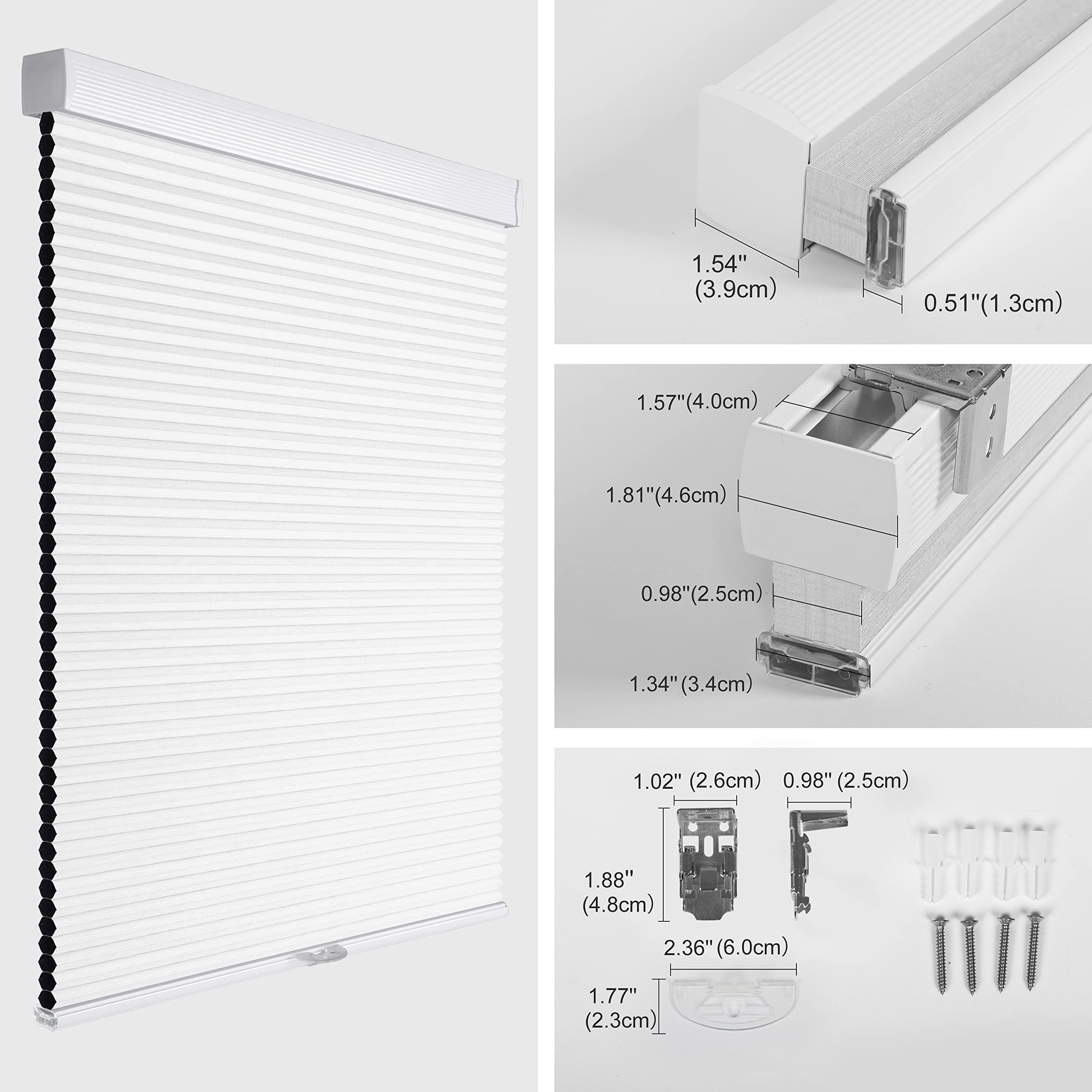 Sulugood Blackout Cellular Shades Cordless Blinds Sulugood Honeycomb Shades Room Darkening Window Blinds for Home, Bedroom, Office, Blackout-White, 45" W x 72" H