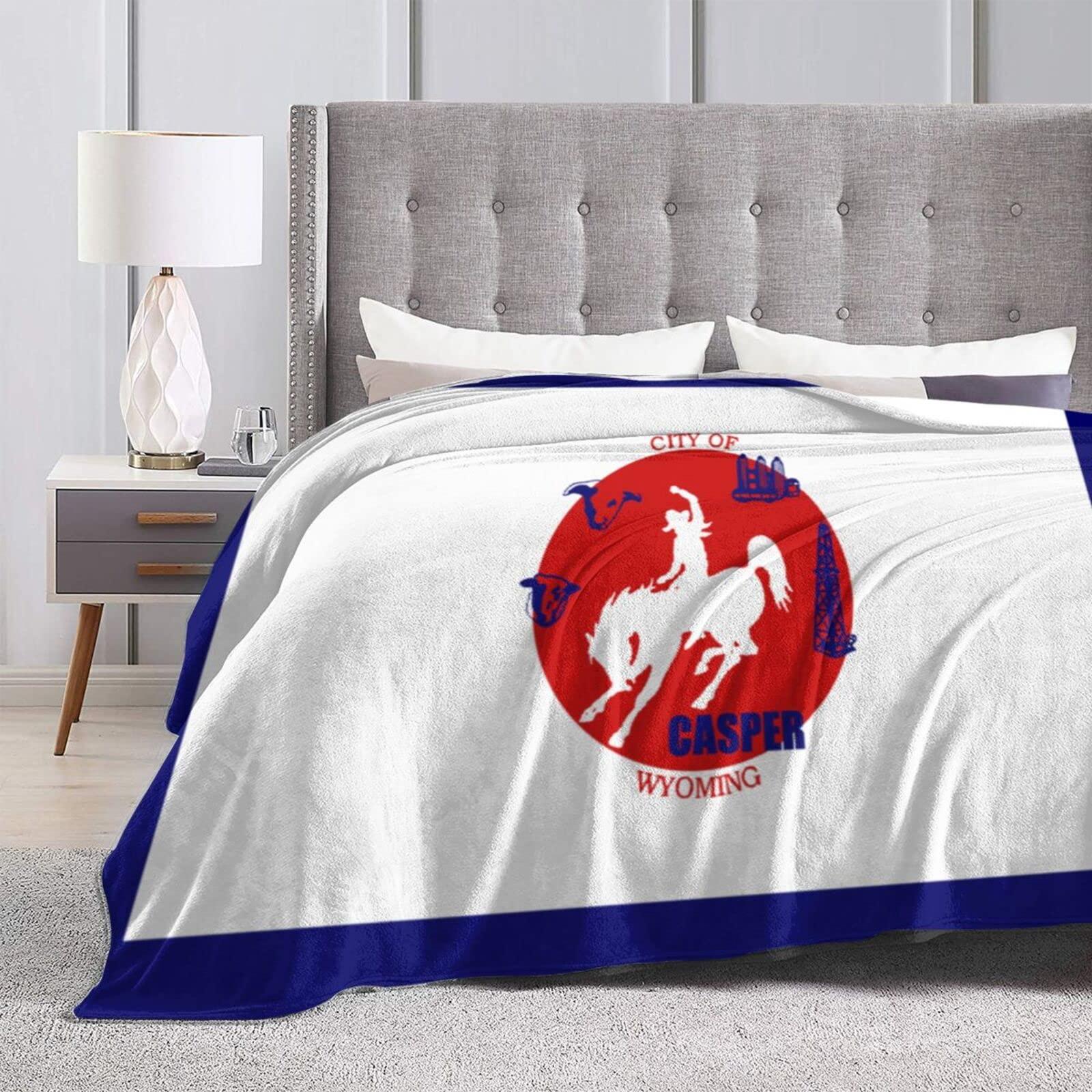 POOEDSO Flag of Casper, Wyoming Throw Blanket 40\"x30\" Soft Cozy Lightweight Blanket Fuzzy Blanket for Couch Bed Sofa