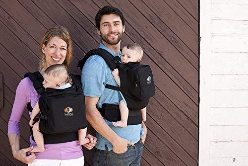 TwinGo TwinGo Original Baby Carrier (Black, Blue & Orange) - Fully Adjustable Tandem Carrier and Separates into 2 Single Carriers for Men, Woman, Twins and Babies 10-45 lbs