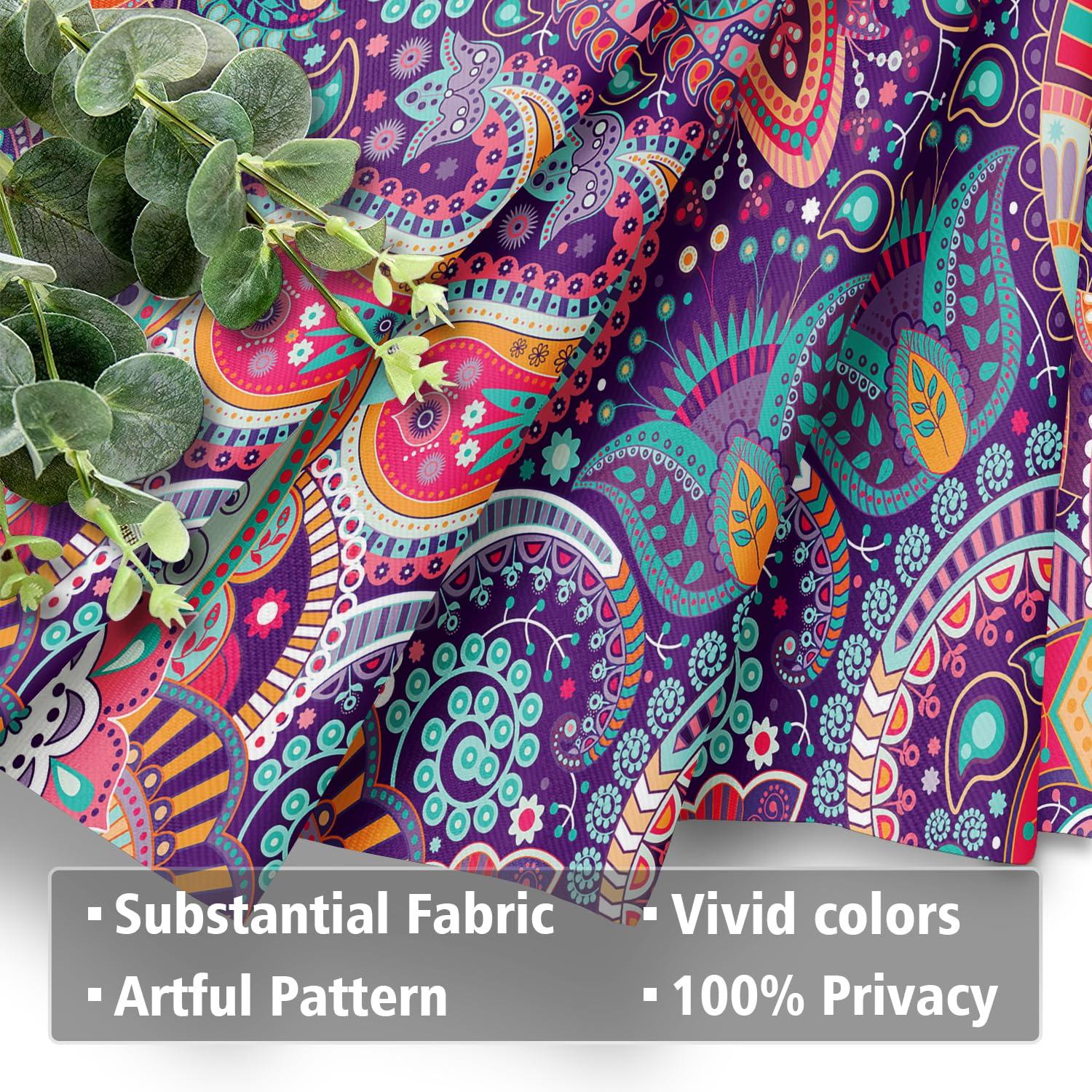 Vfrtgbnhy Vfrtgbnhy Paisley Blackout Curtains, Thermal Insulated Drapes for Bedroom/Living Room/Kitchen, Flowers Pattern Rod Pocket Fabric Window Curtain 2 Panel Set, 36 Width x 54 Length