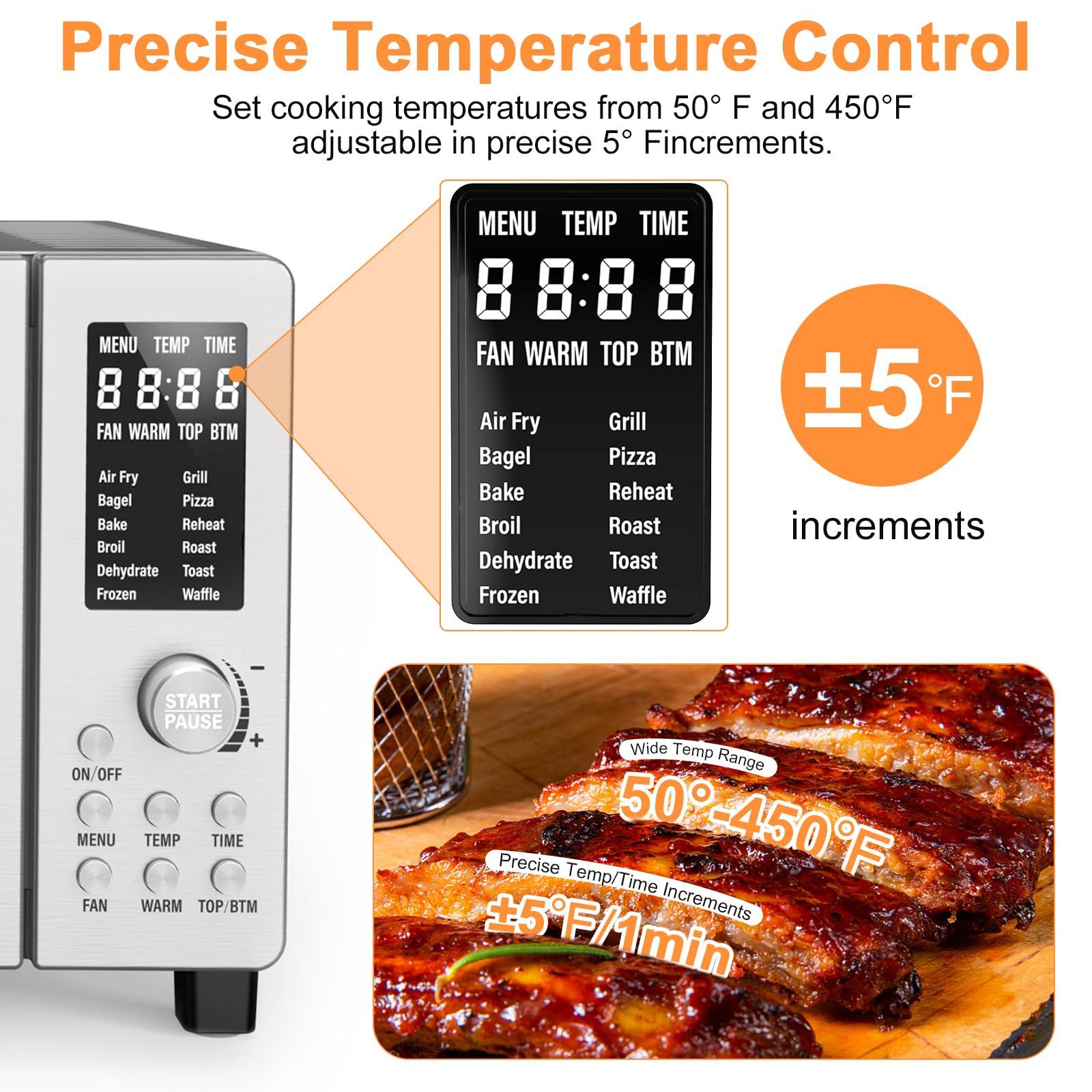 Nuwave Nuwave Bravo Air Fryer Toaster Smart Oven, 12-in-1 Countertop Convection, 1800 Watts, 21-Qt Capacity, 50-450F Temp Controls, Top and Bottom Heater Adjustments 0%-100%, PFAS Free, Stainless Steel