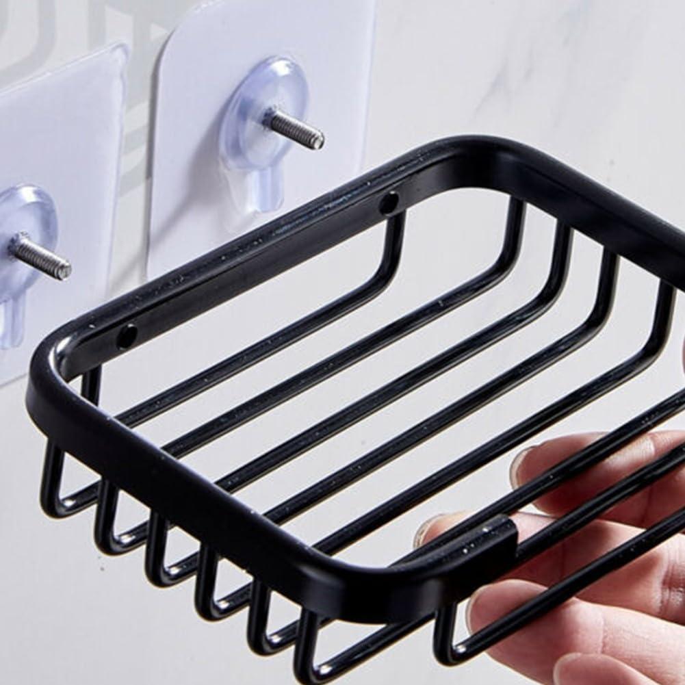 Ameurey Ameurey Soap Dish Holder for Shower Wall, Metal Strong Suction Soap Dish Holder, Wall Mounted Self Adhesive Soap Rack, Bathroom Shower Bath Net Drain Case Tray (Silver)