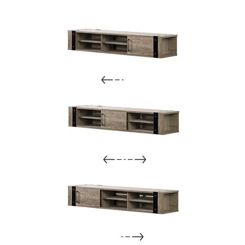 South Shore South Shore Munich 68\" Wall Mounted Media Console-Weathered Oak