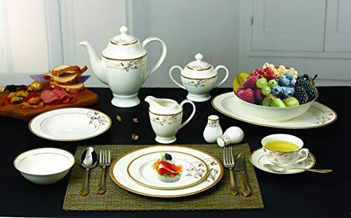 Lorren Home Trends Lorren Home Trends La Luna Bone China 57-Piece 24K Gold Floral Design Dinnerware Set, Service for 8