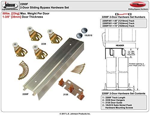 Johnson Hardware Johnson Hardware 2200F Twin Wheel Sliding Bypass Door Hardware 72"