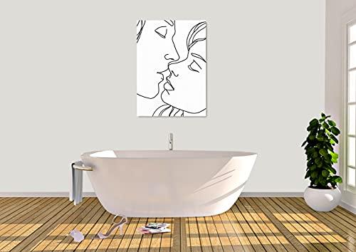 INTALENCE ART INTALENCE ART Couple Kiss Line Drawing Wall Art Decor Modern Minimalist Print on Canvas, 24x32 inches Romantic Lovers Picture Home Decor,Unique Black and White Living Room and Bedroom Poster Decoration. Classic Wrapped Artwork. Easy and Ready to Hang
