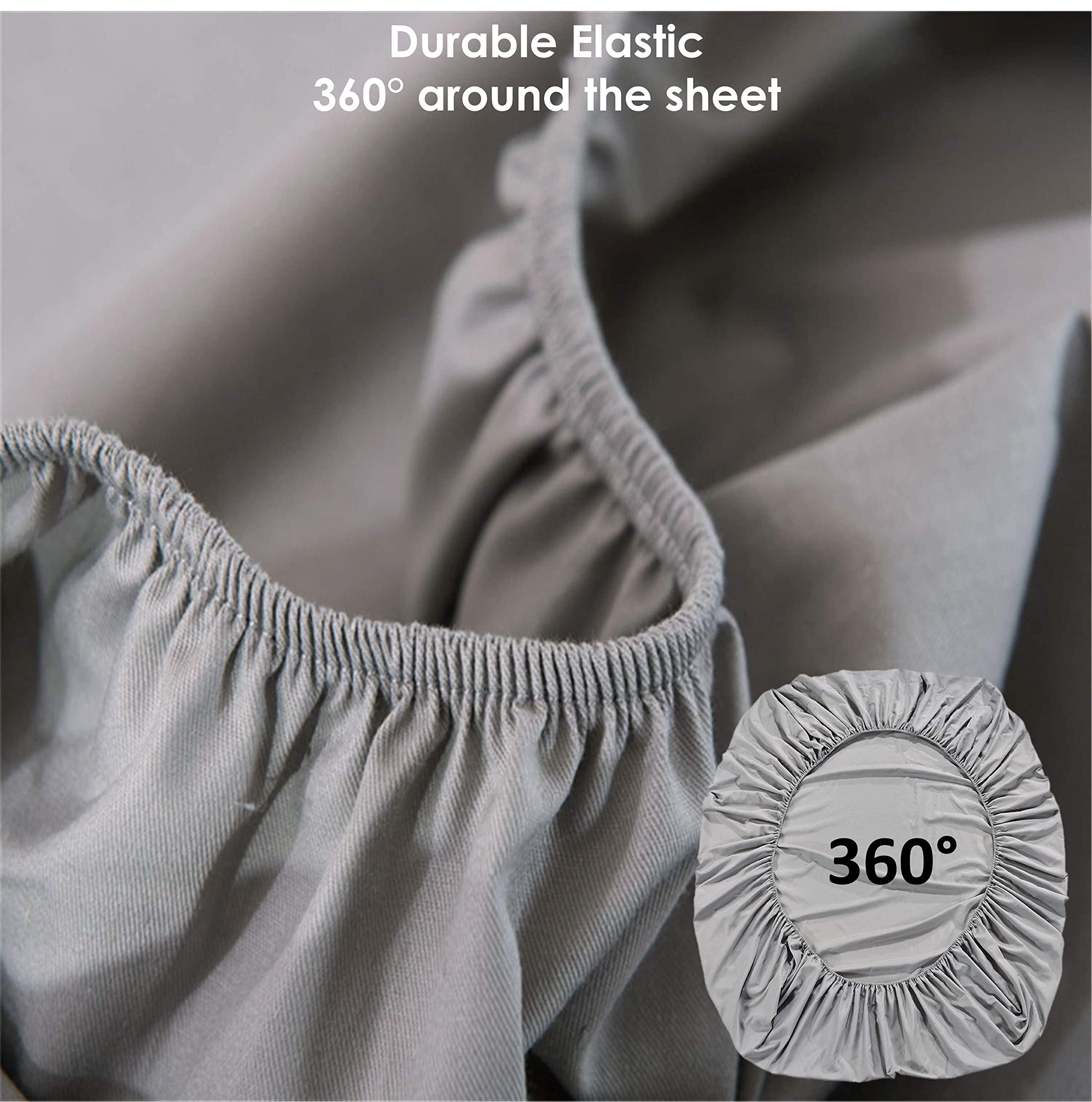 Neerahi 1000 Thread Count 100% Egyptain Cotton RV Short Queen, Light Grey [4 PC] Sheets Set, Long-Staple Egypt Cotton Bedsheet, Breathable, Soft & Silky Sateen Weave, Fits Upto 10\'\' Deep Pockets Mattress