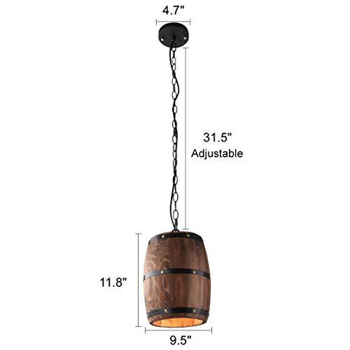 Newrays Newrays Antique Wood Wine Barrel Pendant Lamp Hanging Rustic Unique Kitchen Bar Ceiling Lamp Light Fixtures (S)