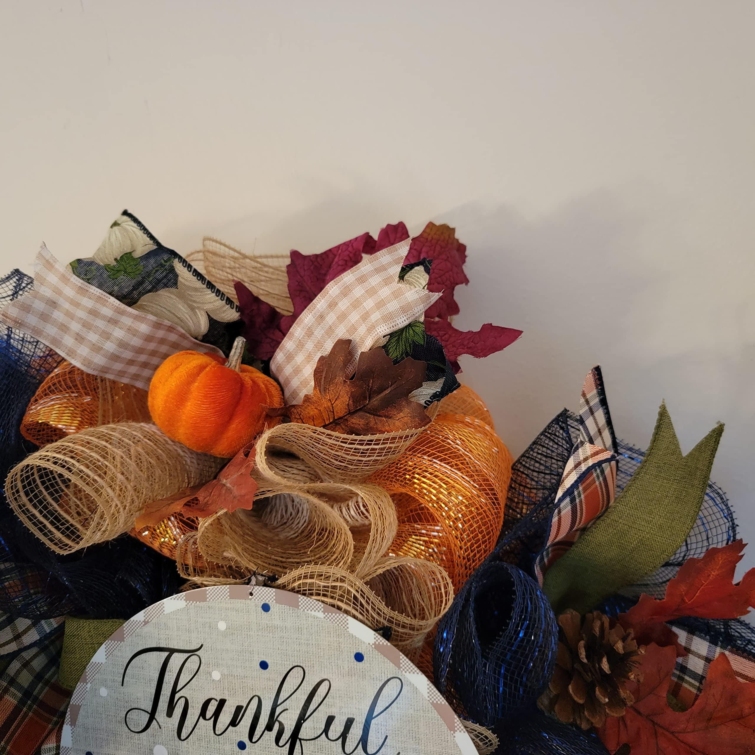 Generic Fall Deco Mesh Wreath, Thanksgiving Wreath