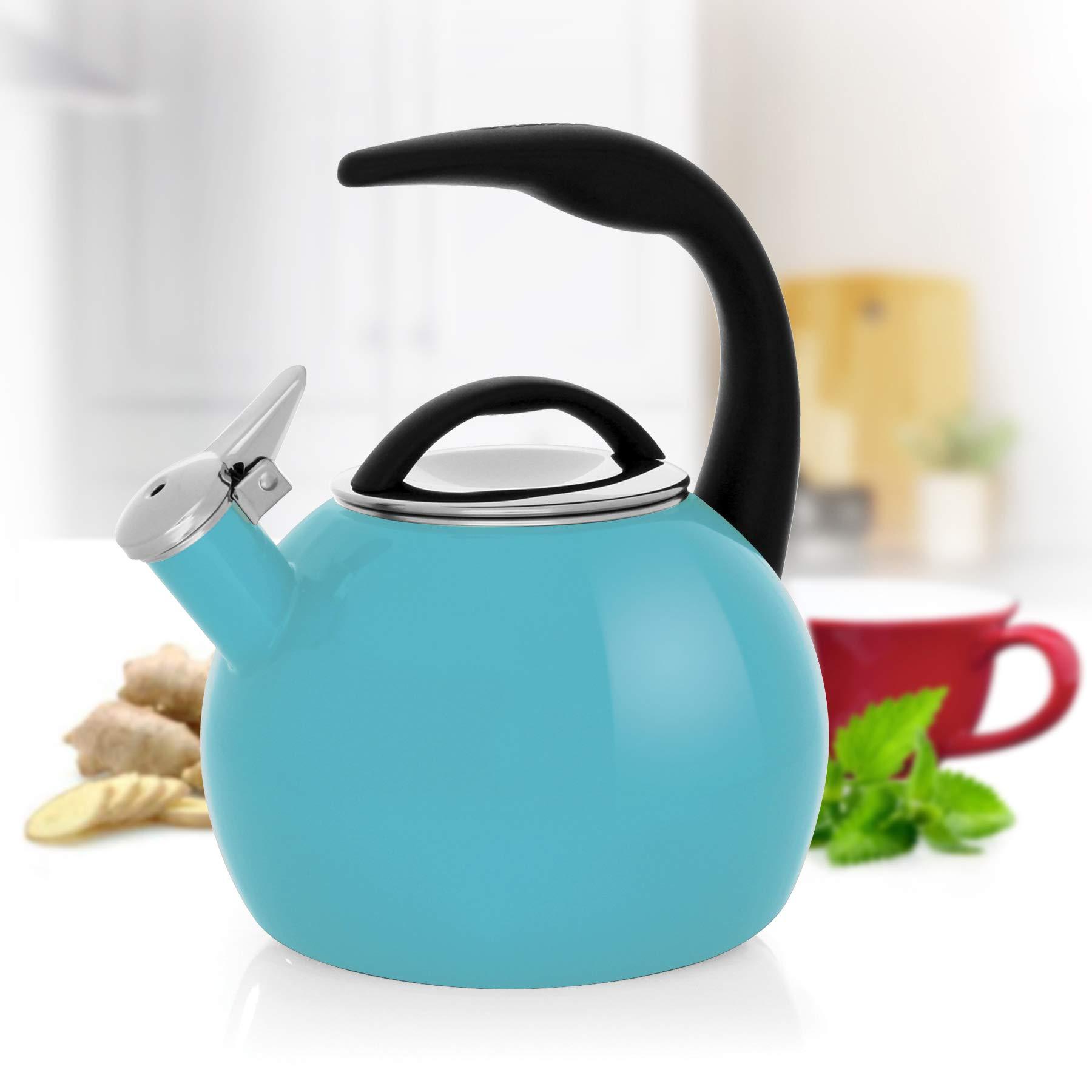 Chantal Chantal 40Th Anniversary Tea kettle, 2 Quart, Enamel Carbon steel, Whistling, Aqua