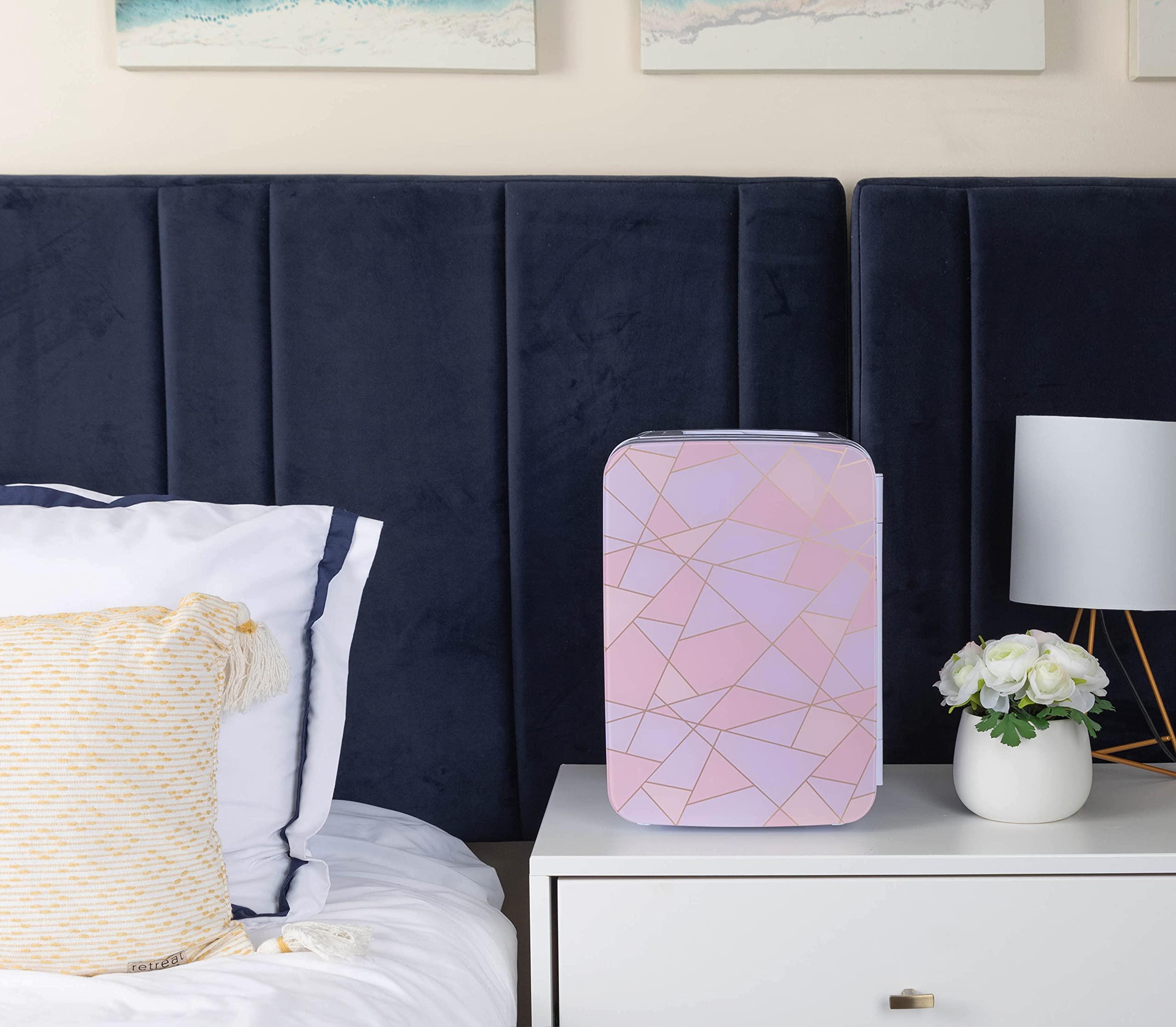 Cooluli Cooluli 10L Mini Fridge for Bedroom - Car, Office Desk & Dorm Room 12v Portable Cooler Warmer Food, Drinks, Skincare, Beauty Makeup AC/DC Small Refrigerator with Glass Front, Fractal Pink