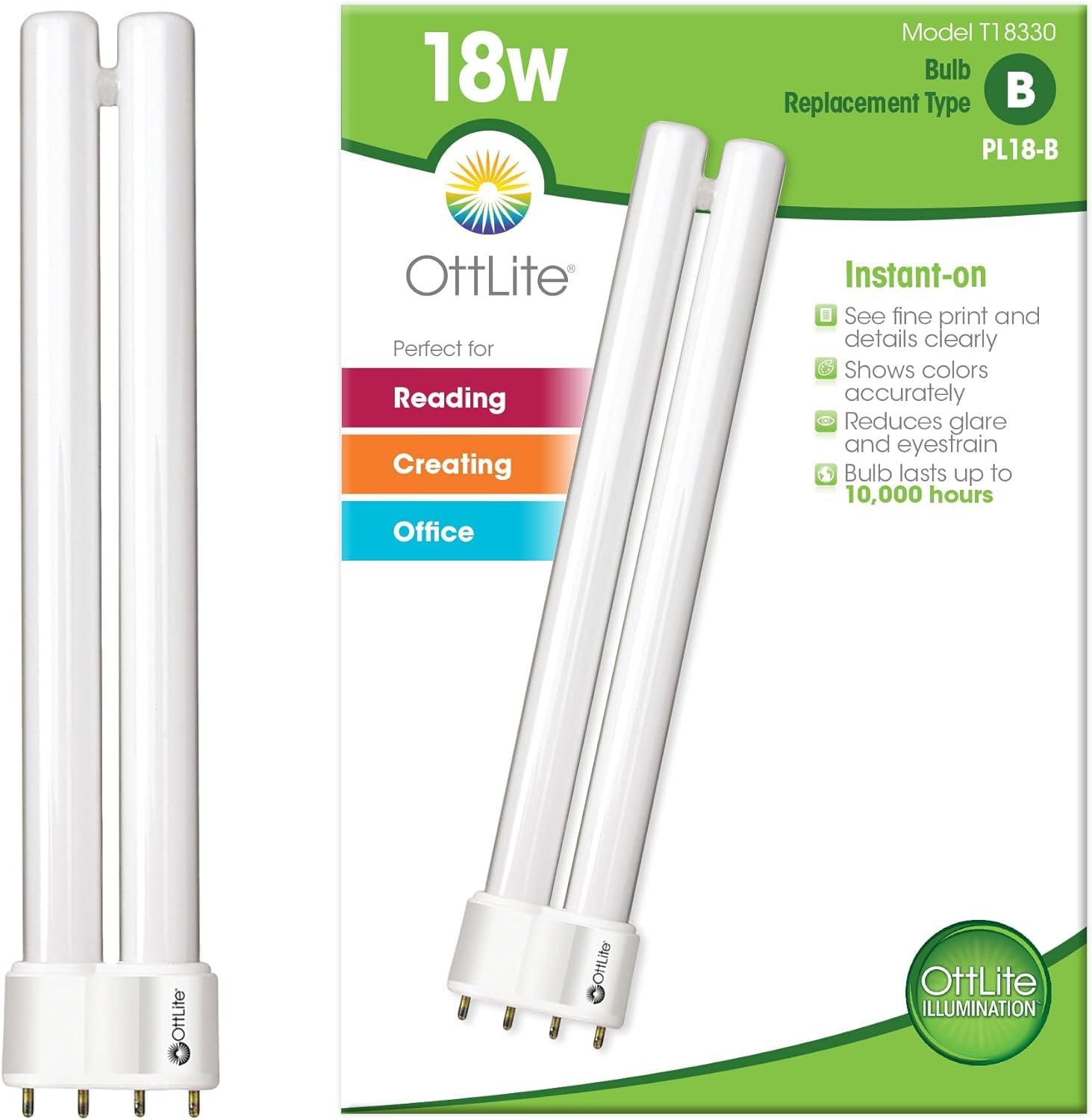 OttLite OttLite 18W Replacement Tube Light Bulb - Compact Fluorescent Light Bulbs Replacement - Bright Natural Daylight for Bedroom & Living Room - Low Heat & Glare Type B Light Bulb for Reduced Eyestrain