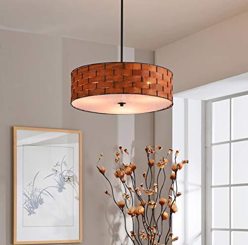 Kenroy Home Kenroy Home 92038DWW Shaker 3 Light Pendant with Brown Finish, Casual Style, 7" Height, 24" Width, 24" Depth, Large, Dark Woven Wood