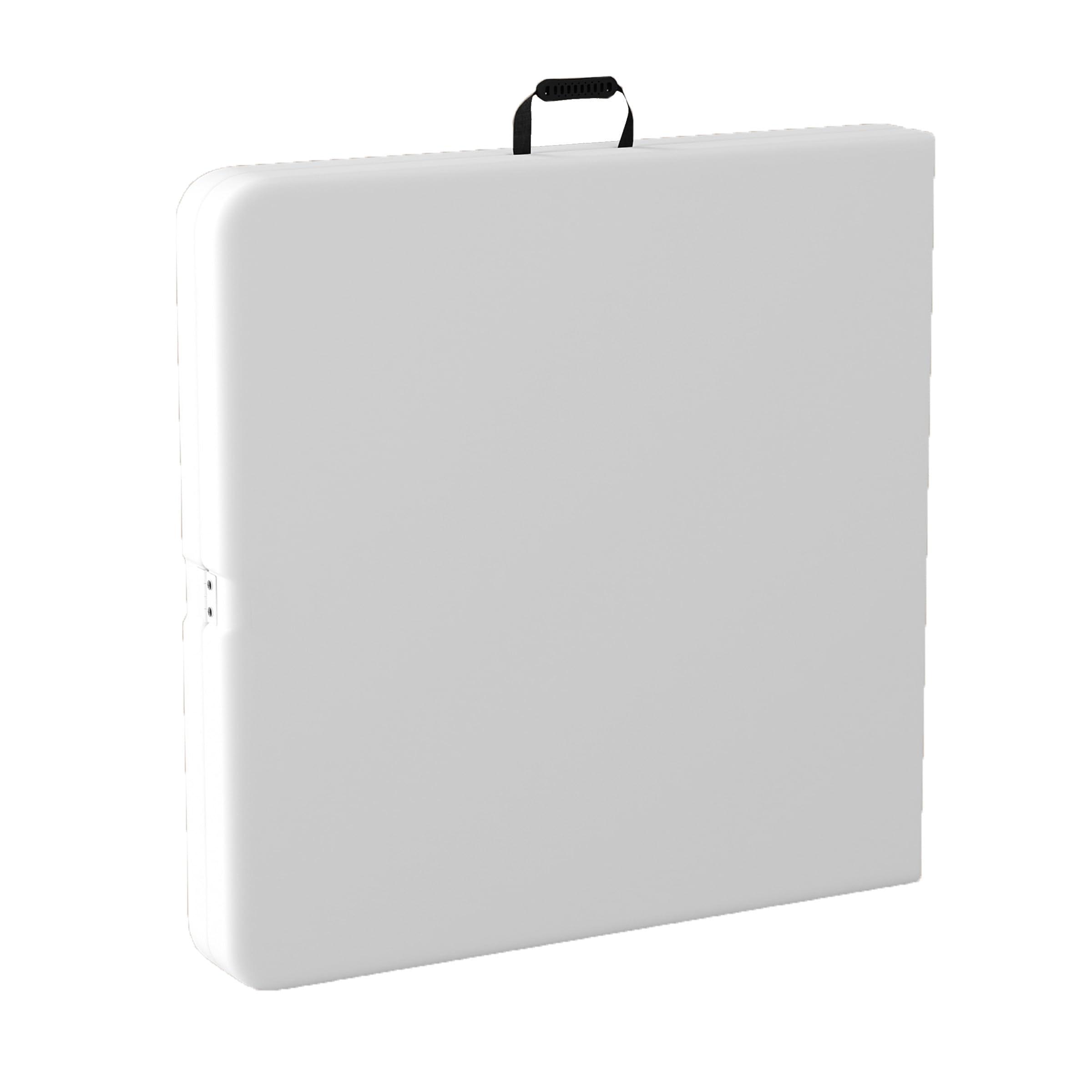 Everyday Home Adjustable Folding Table - Portable 4-Foot Plastic Utility Tabletop with 2 Height Settings - Indoor and Outdoor Seating by Lavish Home (White)