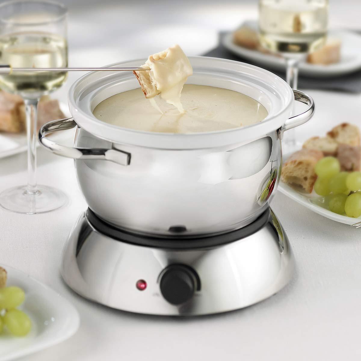 Trudeau Trudeau 0829020 Alto 3-in-1 Electric Fondue Set for Chocolate and Cheese, 11-Piece with Forks Included, Stainless Steel, 81 Ounce, Silver